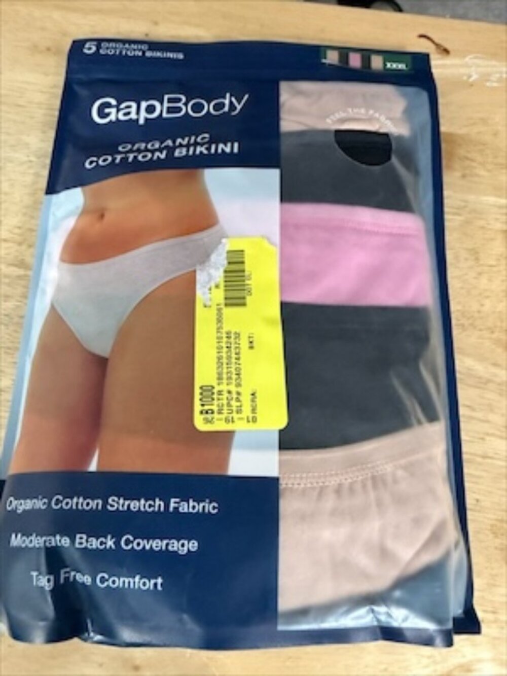 GapBody Women's 5-Pack Tag-Free Organic Cotton Stretch Bikini - NWT - XXXL